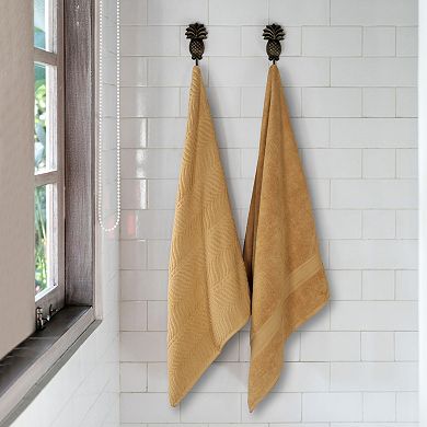 SUPERIOR 2-Piece Zero Twist Cotton Solid and Jacquard Chevron Bath Sheet Set