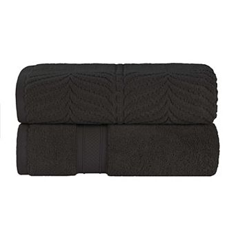 SUPERIOR 2 pc Zero Twist Cotton Solid and Jacquard Chevron Bath Sheet Set