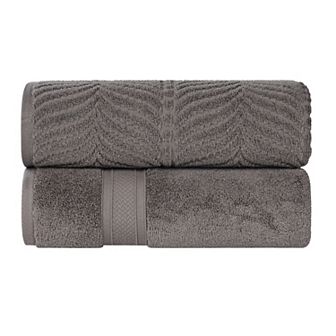 SUPERIOR 2 pc Zero Twist Cotton Solid and Jacquard Chevron Bath Sheet Set