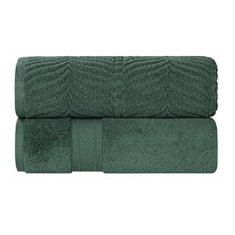 SUPERIOR 2 pc Zero Twist Cotton Solid and Jacquard Chevron Bath Sheet Set