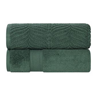 SUPERIOR 2 pc Zero Twist Cotton Solid and Jacquard Chevron Bath Sheet Set