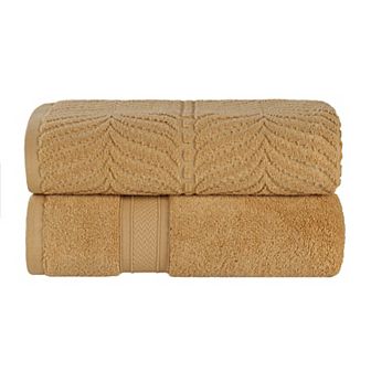 SUPERIOR 2 pc Zero Twist Cotton Solid and Jacquard Chevron Bath Sheet Set