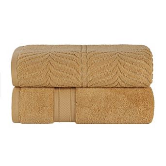 SUPERIOR 2 pc Zero Twist Cotton Solid and Jacquard Chevron Bath Sheet Set