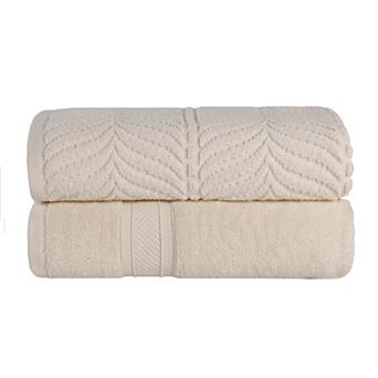 SUPERIOR 2 pc Zero Twist Cotton Solid and Jacquard Chevron Bath Sheet Set