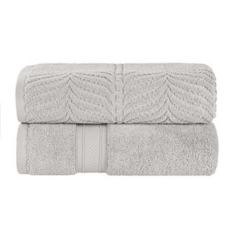 SUPERIOR 2 pc Zero Twist Cotton Solid and Jacquard Chevron Bath Sheet Set