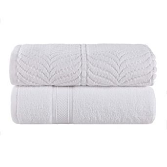 SUPERIOR 2 pc Zero Twist Cotton Solid and Jacquard Chevron Bath Sheet Set