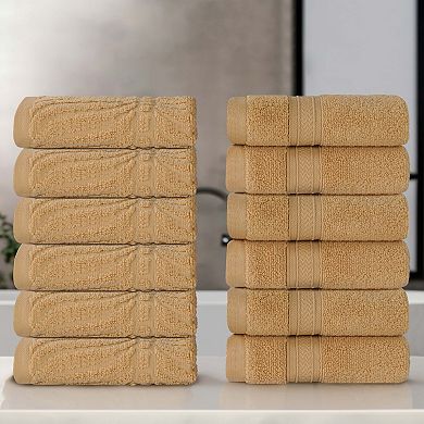 SUPERIOR 12-Piece Zero Twist Cotton Solid and Jacquard Chevron Washcloth Set