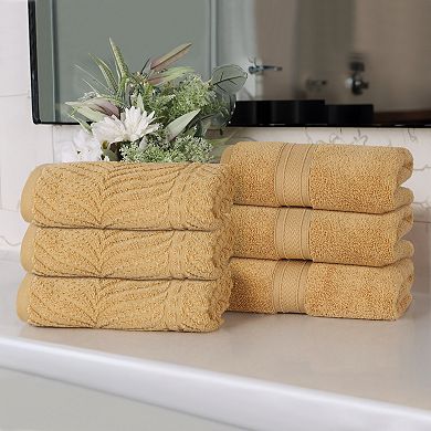 SUPERIOR 6-Piece Zero Twist Cotton Solid and Jacquard Chevron Hand Towel Set