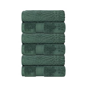 SUPERIOR 6 pc Zero Twist Cotton Solid and Jacquard Chevron Hand Towel Set