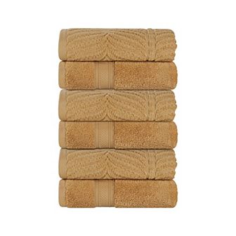 SUPERIOR 6 pc Zero Twist Cotton Solid and Jacquard Chevron Hand Towel Set