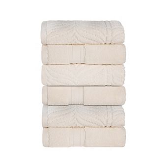 SUPERIOR 6 pc Zero Twist Cotton Solid and Jacquard Chevron Hand Towel Set
