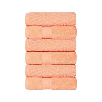 SUPERIOR 6 pc Zero Twist Cotton Solid and Jacquard Chevron Hand Towel Set