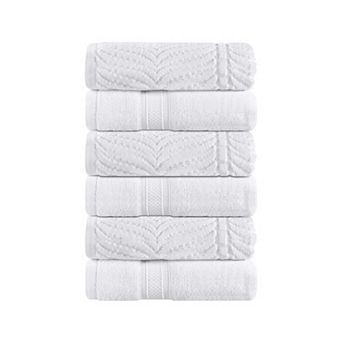 SUPERIOR 6 pc Zero Twist Cotton Solid and Jacquard Chevron Hand Towel Set