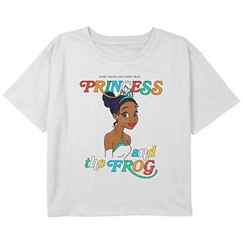 Disney's Princess And The Frog Tiana Profile Portrait Girls 7-16 Cropped Graphic Tee