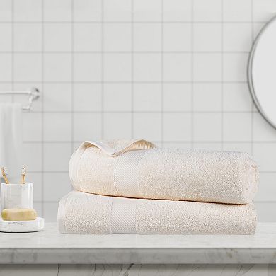 SUPERIOR Solid 2-piece Egyptian Cotton Quick-Drying Bath Sheet Set