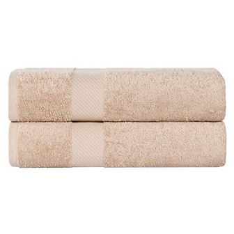 SUPERIOR Solid 2 pc Egyptian Cotton Quick-Drying Bath Sheet Set