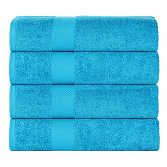 SUPERIOR 4 pc Solid Egyptian Cotton Quick-Drying Absorbent Bath Towel Set