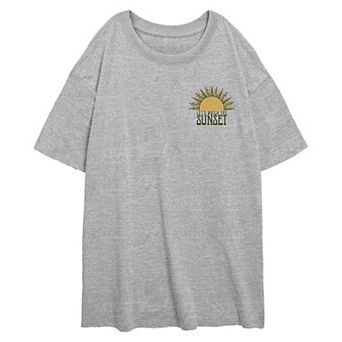 Juniors' Let's Watch The Sunset Oversized Graphic Tee
