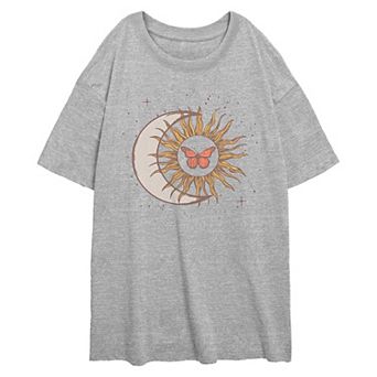 Juniors' Celestial Butterfly Oversized Graphic Tee