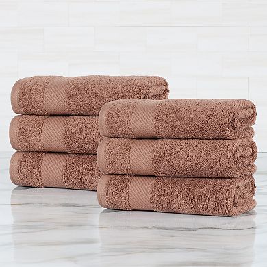 SUPERIOR 6-Piece Solid Egyptian Cotton Fast-Drying Hand Towel Set