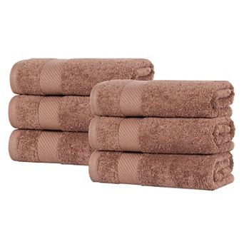 SUPERIOR 6 pc Solid Egyptian Cotton Fast-Drying Hand Towel Set