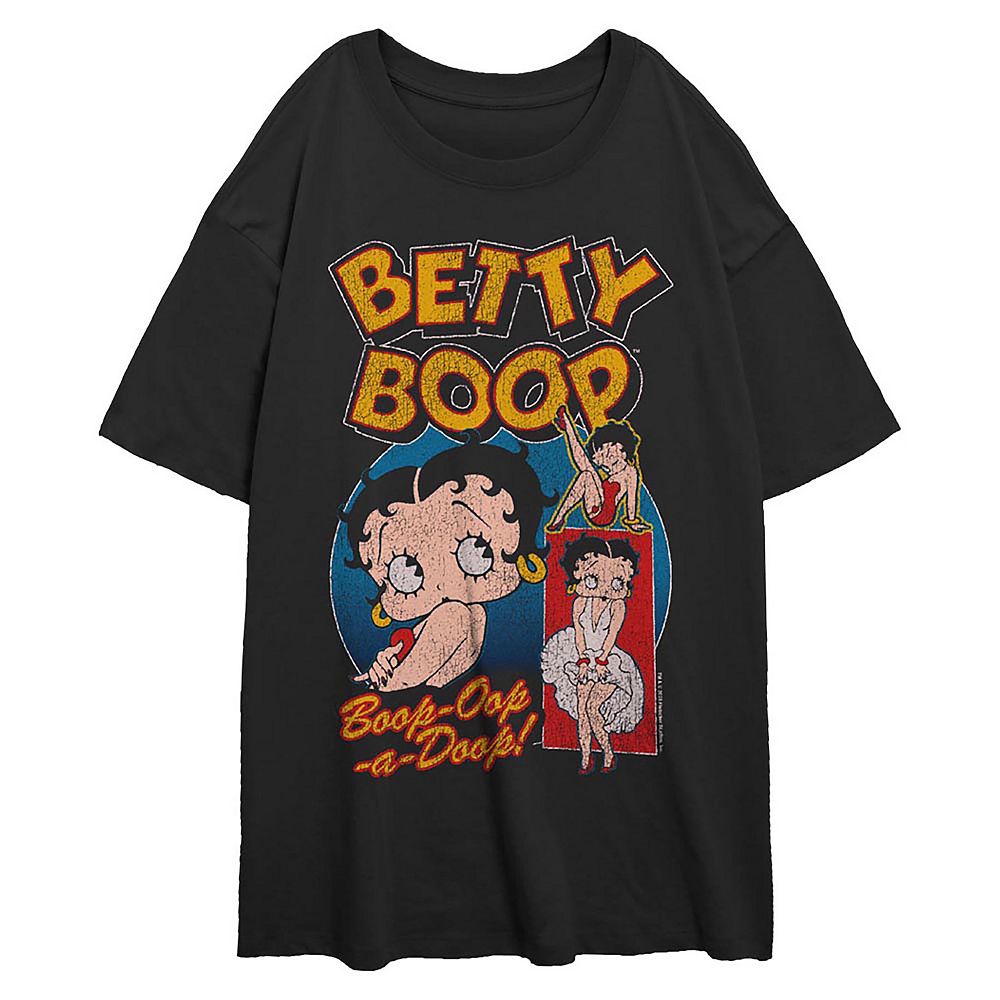 Juniors' Betty Boop Flirty Portraits Oversized Graphic Tee