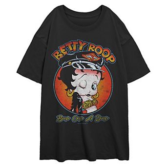 Juniors' Betty Boop Biker Chic Oversized Graphic Tee