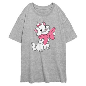 Disney's The Aristocats Marie Pink Bow Juniors' Oversized Graphic Tee