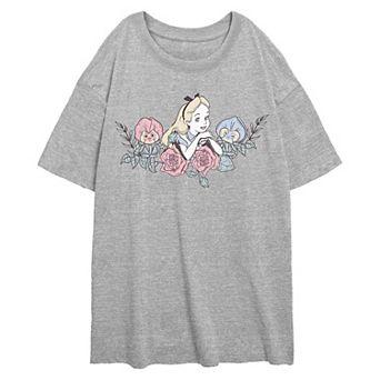 Disney's Alice In Wonderland Floral Gathering Juniors' Oversized Graphic Tee