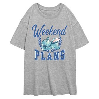 Disney's Lilo & Stitch Weekend Plans Juniors' Oversized Graphic Tee
