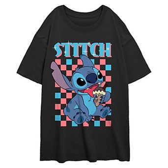 Disney's Lilo & Stitch Enjoying Ice Cream Juniors' Oversized Graphic Tee