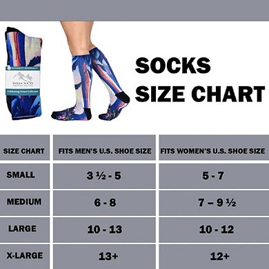 Sierra Socks Morning Hike Pattern Coolmax Socks, Nature Collection For Men & Women Knee High Socks