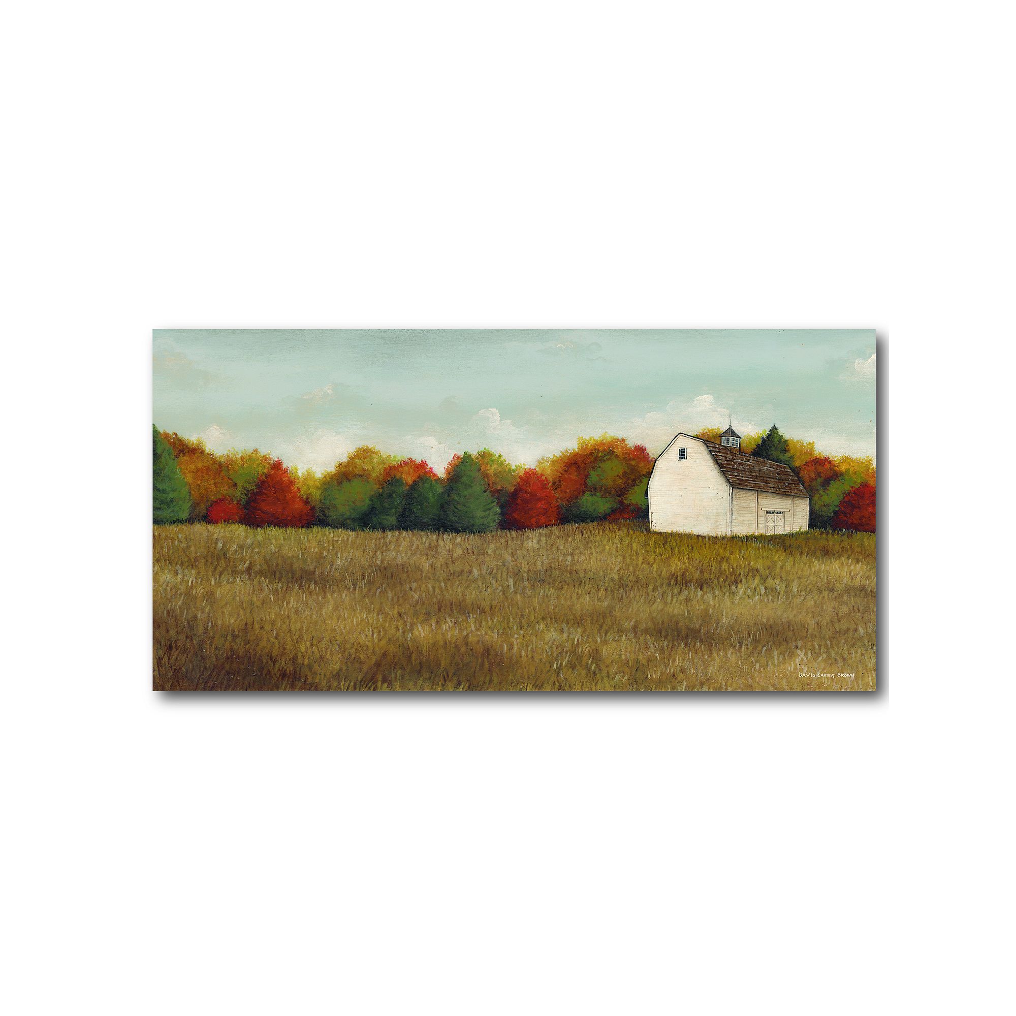 COURTSIDE MARKET White Barn In Field Neutral Canvas Wall Art, Multi