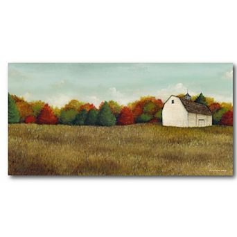 COURTSIDE MARKET White Barn In Field Neutral Canvas Wall Art