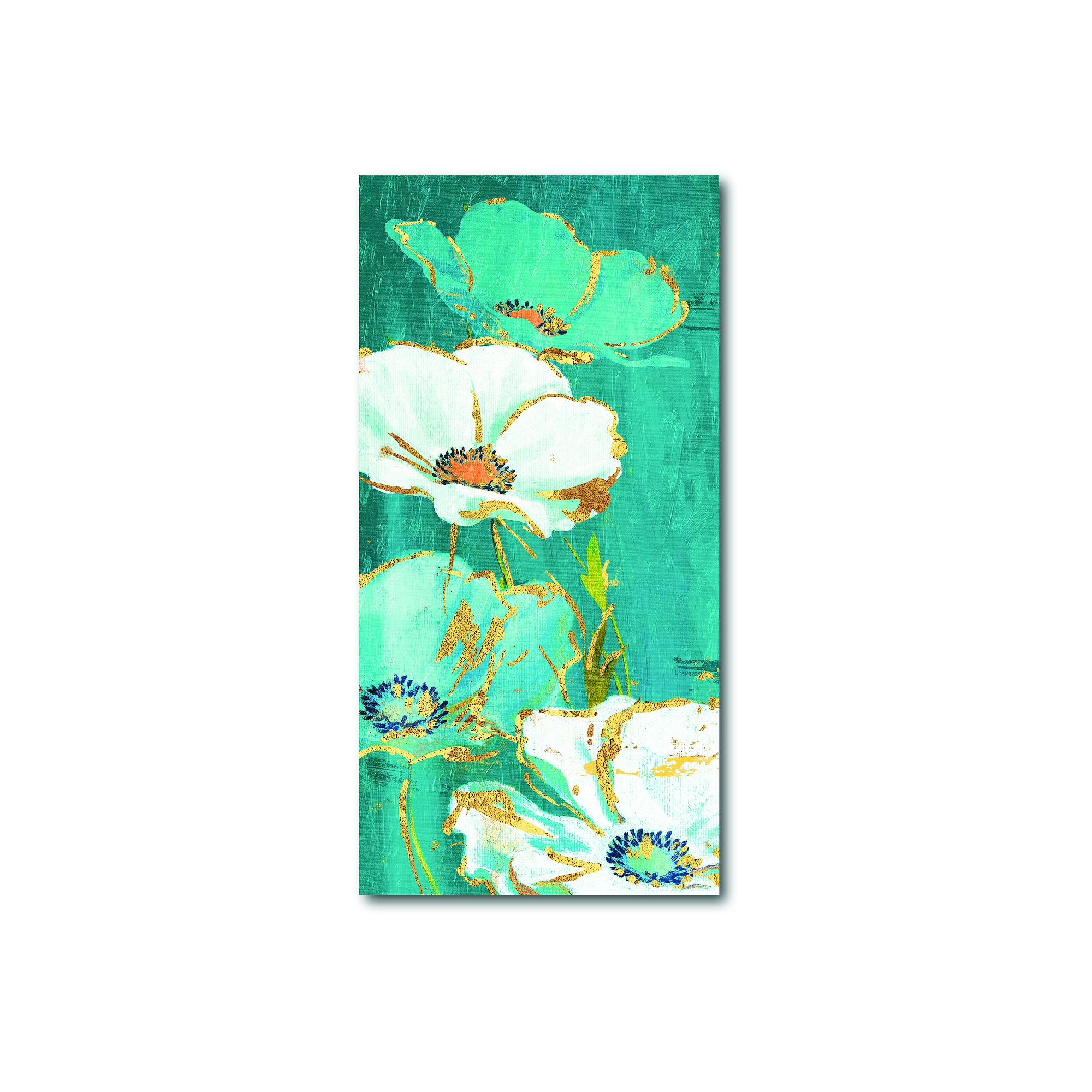 COURTSIDE MARKET Teal Gold Florals Mate Canvas Wall Art, Multi