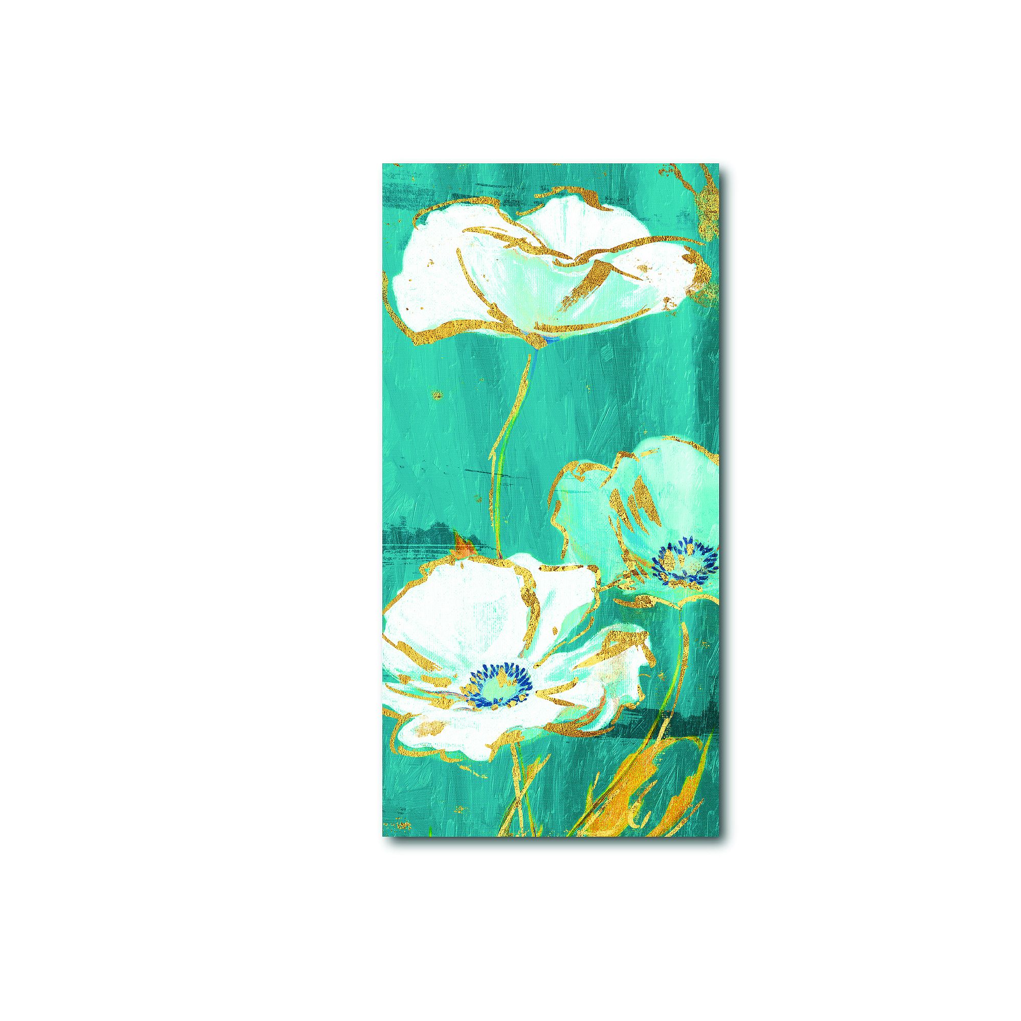 COURTSIDE MARKET Teal Gold Florals Mate III Canvas Wall Art, Multi