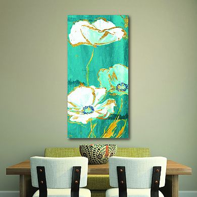 COURTSIDE MARKET Teal Gold Florals Mate III Canvas Wall Art