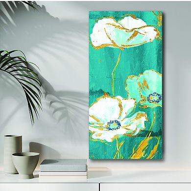 COURTSIDE MARKET Teal Gold Florals Mate III Canvas Wall Art