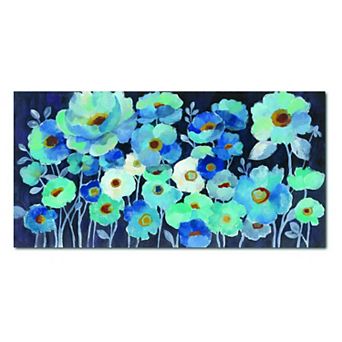 COURTSIDE MARKET Indigo Flowers Canvas Wall Art