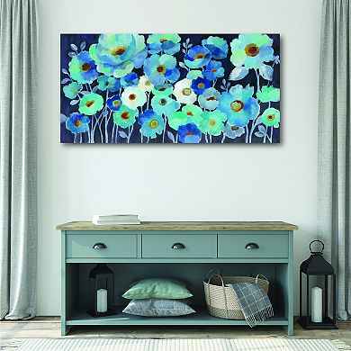 COURTSIDE MARKET Indigo Flowers Canvas Wall Art