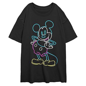 Disney's Mickey Mouse Neon Lights Juniors' Oversized Graphic Tee