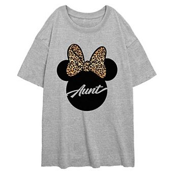 Disney's Minnie Mouse Leopard Print Bow Aunt Women's Oversized Graphic Tee