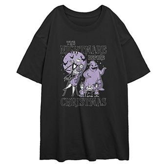 Disney's The Nightmare Before Christmas Moonlight Horror Juniors' Oversized Graphic Tee