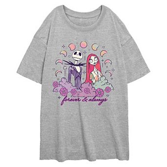 Disney's The Nightmare Before Christmas Jack And Sally Forever & Always Juniors' Oversized Graphic Tee