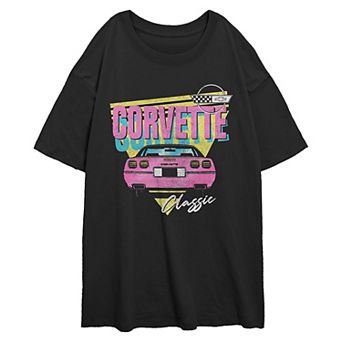 Juniors' Corvette Pop Colors Oversized Graphic Tee