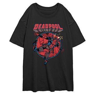 Juniors' Marvel Deadpool Falling Oversized Graphic Tee