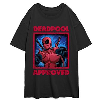 Juniors' Marvel Deadpool Approved Poster Oversized Graphic Tee