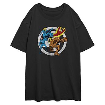 Juniors' Marvel Fantastic Four Group Stamp Oversized Graphic Tee