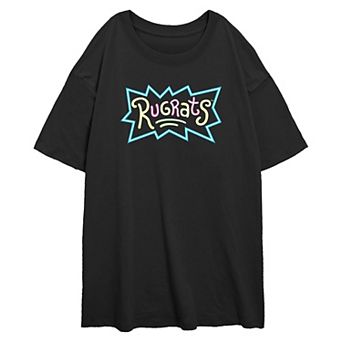Juniors' Nickelodeon Rugrats Logo Oversized Graphic Tee