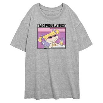 Juniors' Nickelodeon Rugrats Angelica I'm Obviously Busy Oversized Graphic Tee